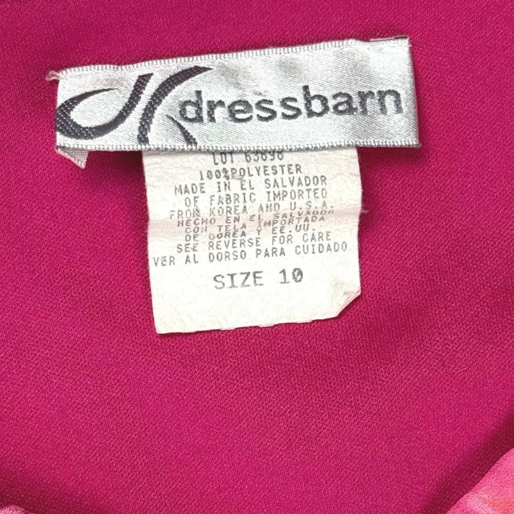 Dressbarn Pink Floral Chiffon Midi‎ Dress V Neck Layered Size 10 - Picture 3 of 7